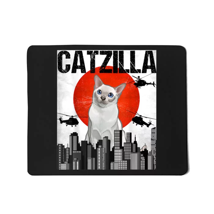 Funny Vintage Japanese Catzilla Onkinese Cat Mousepad