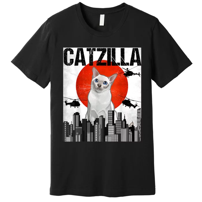 Funny Vintage Japanese Catzilla Onkinese Cat Premium T-Shirt