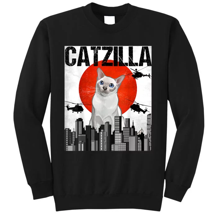 Funny Vintage Japanese Catzilla Onkinese Cat Tall Sweatshirt