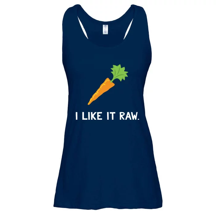 Funny Vegetable Joke I Like It Raw Carrot Vegan Raw Food Ladies Essential Flowy Tank