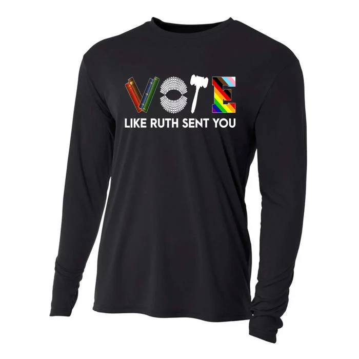 Funny Vote Like Ruth Sent You Gavel Feminists Lgbt Pride Cooling Performance Long Sleeve Crew