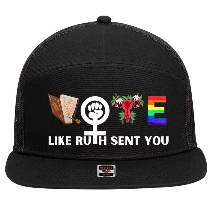 Funny Vote Like Ruth Sent You Gavel Feminists Lgbt Pride 7 Panel Mesh Trucker Snapback Hat