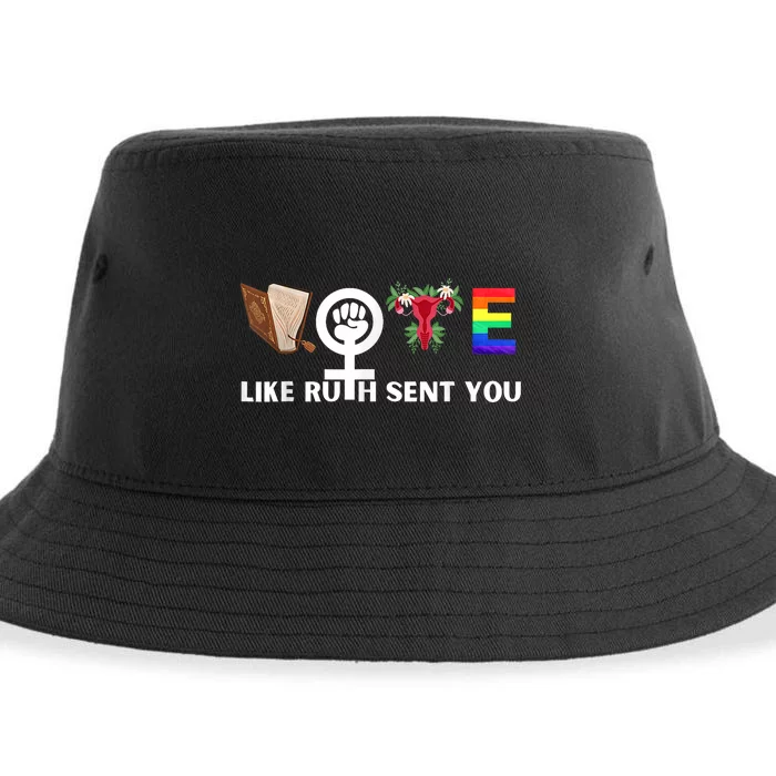 Funny Vote Like Ruth Sent You Gavel Feminists Lgbt Pride Sustainable Bucket Hat