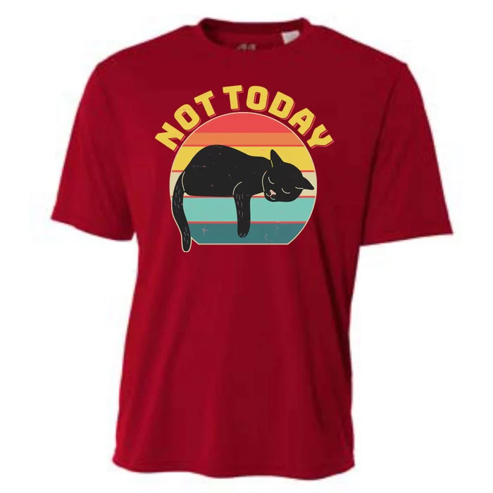 Funny Vintage Lazy Sleepy Not Today Cat Cooling Performance Crew T-Shirt