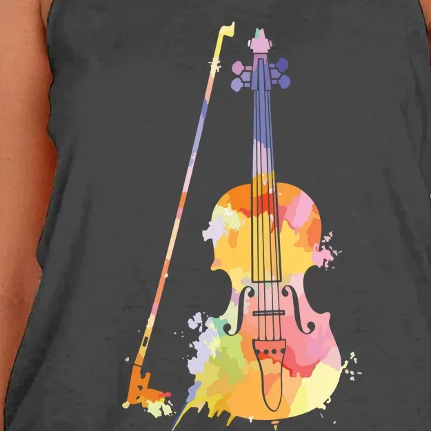 Funny Violin Lover Art For Men Women Violin Player Violinist Women's Knotted Racerback Tank