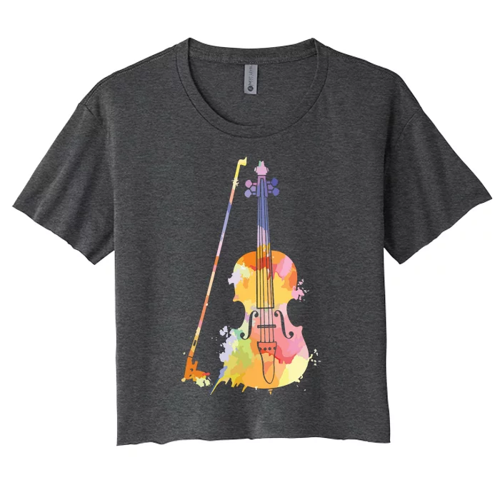 Funny Violin Lover Art For Men Women Violin Player Violinist Women's Crop Top Tee