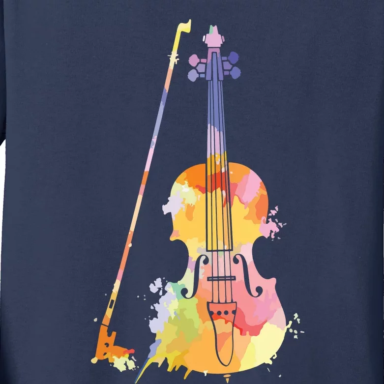 Funny Violin Lover Art For Men Women Violin Player Violinist Kids Long Sleeve Shirt