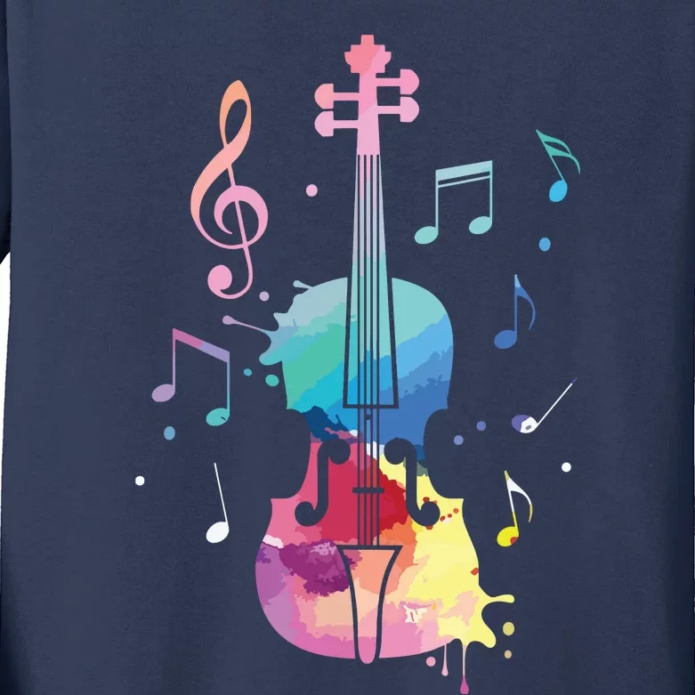 Funny Violin Lover Art For Men Women Violin Player Violinist Kids Long Sleeve Shirt