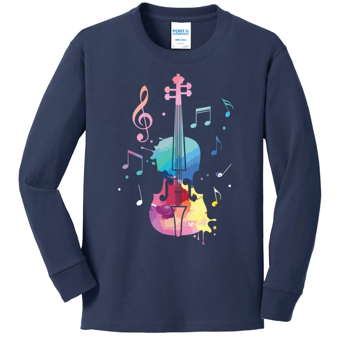 Funny Violin Lover Art For Men Women Violin Player Violinist Kids Long Sleeve Shirt