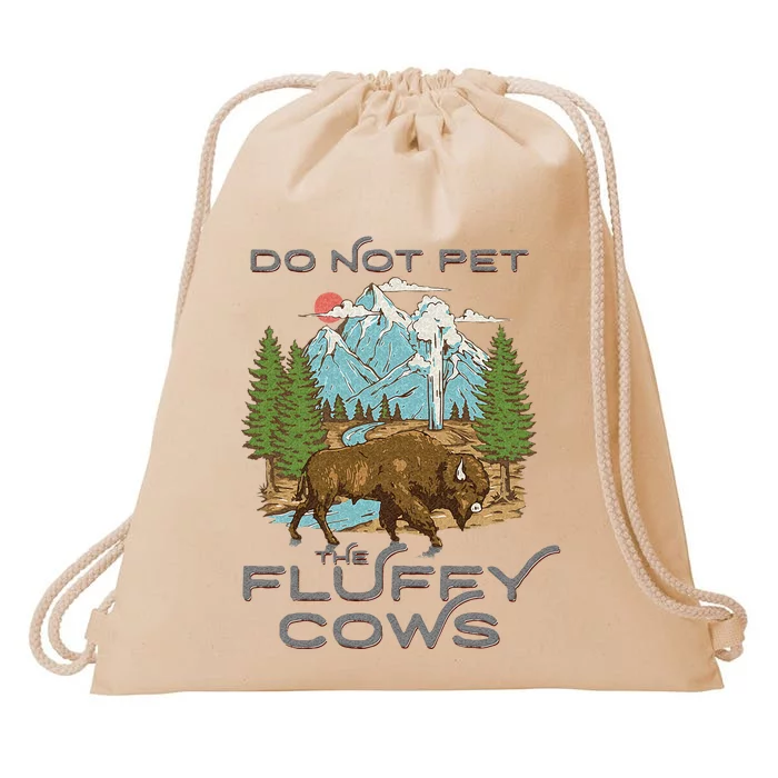 Funny Vintage Look Yellowstone National Park Bison Lover Drawstring Bag