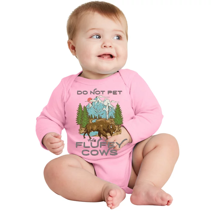 Funny Vintage Look Yellowstone National Park Bison Lover Baby Long Sleeve Bodysuit