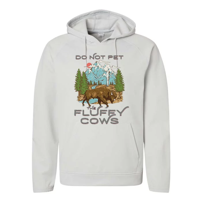 Funny Vintage Look Yellowstone National Park Bison Lover Performance Fleece Hoodie