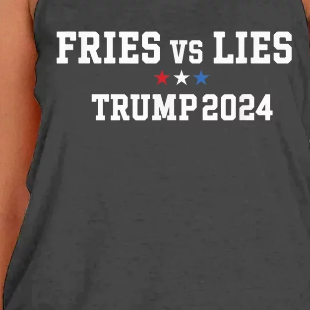 Fries Vs Lies Trump 2024 French Fries Trump Vance 2024 Women's Knotted Racerback Tank