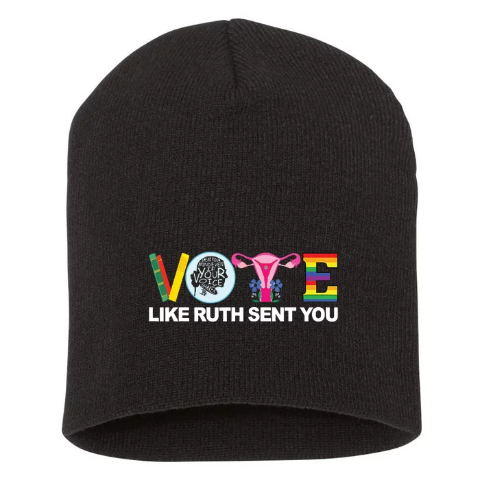 Funny Vote Like Ruth Sent You Uterus Feminists Lgbt Short Acrylic Beanie