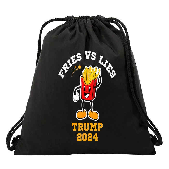 Fries Vs Lies Trump 2024 French Fries Lovers Drawstring Bag