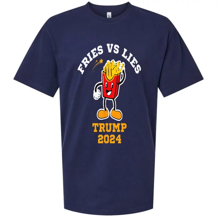 Fries Vs Lies Trump 2024 French Fries Lovers Sueded Cloud Jersey T-Shirt