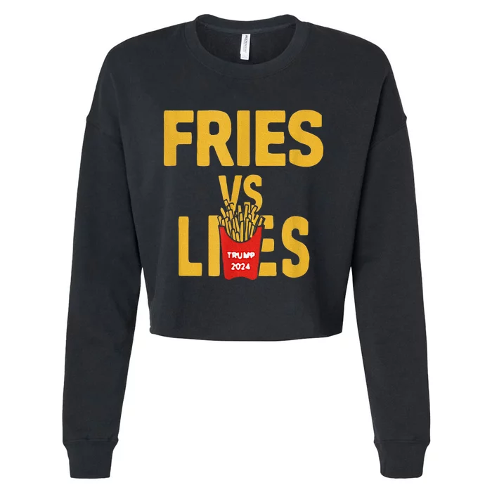 Fries Vs Lies Trump 2024 Trump Vance Cropped Pullover Crew