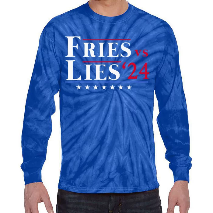 Fries Vs Lies Trump 2024 French Fries Tie-Dye Long Sleeve Shirt