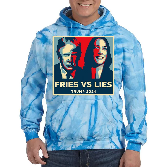 Fries Vs Lies Trump 2024 French Fries Trump Vance Tie Dye Hoodie