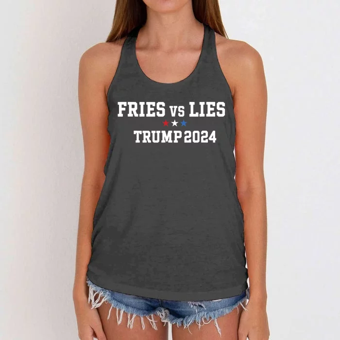 Fries Vs Lies Trump 2024 French Fries Trump Vance 2024 Women's Knotted Racerback Tank