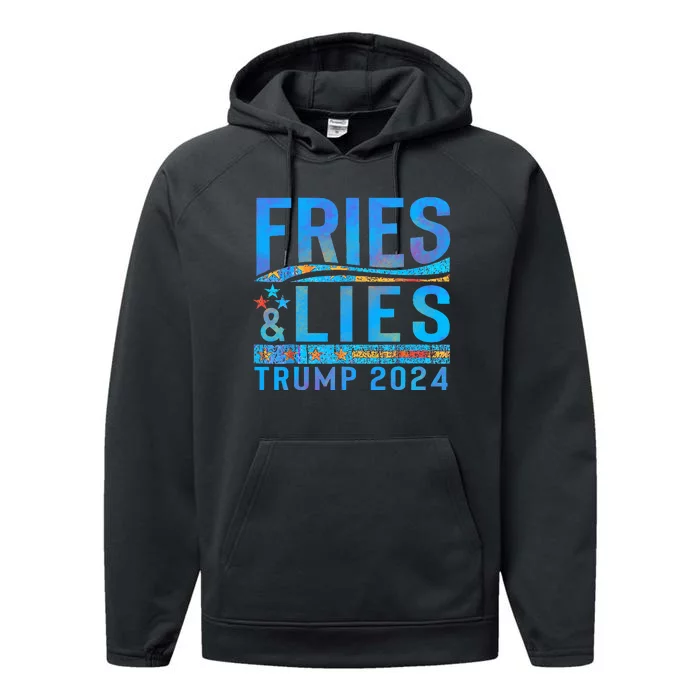 Fries Vs Lies Trump 2024 French Fries Trump Vance 2024 Performance Fleece Hoodie