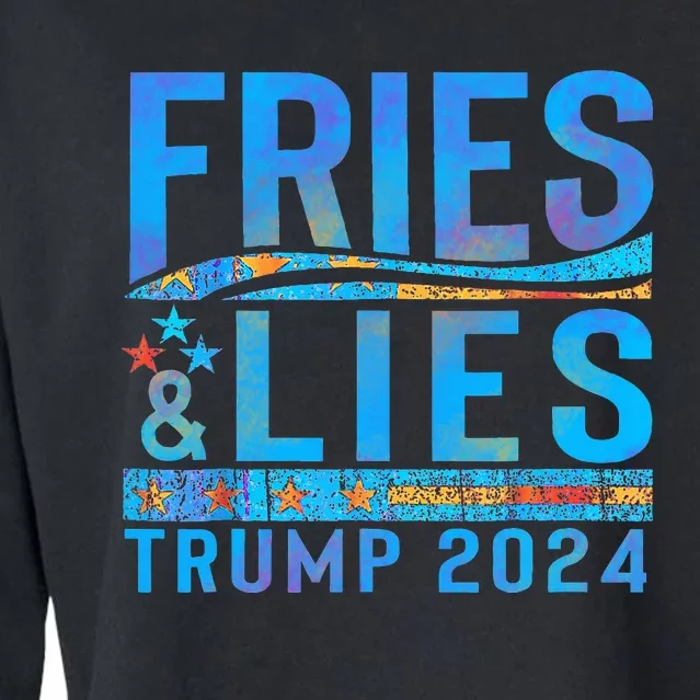 Fries Vs Lies Trump 2024 French Fries Trump Vance 2024 Cropped Pullover Crew