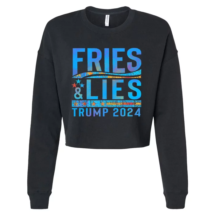 Fries Vs Lies Trump 2024 French Fries Trump Vance 2024 Cropped Pullover Crew