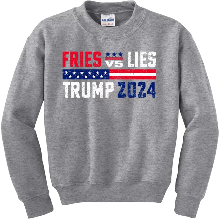 Fries Vs Lies Trump 2024 French Fries Kids Sweatshirt