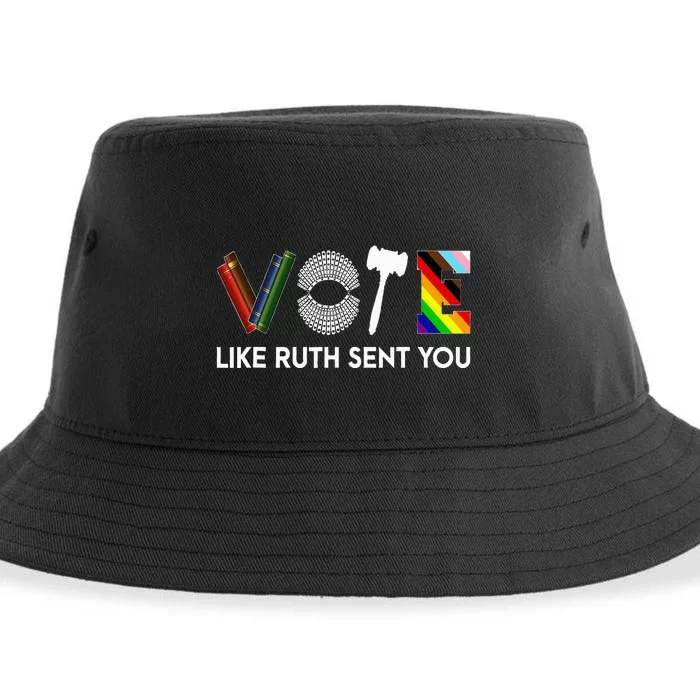 Funny Vote Like Ruth Sent You Gavel Feminists Lgbt Pride Sustainable Bucket Hat