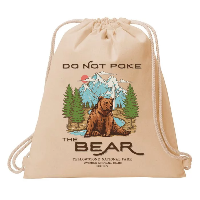 Funny Vintage Look Yellowstone National Park Grizzly Lover Drawstring Bag