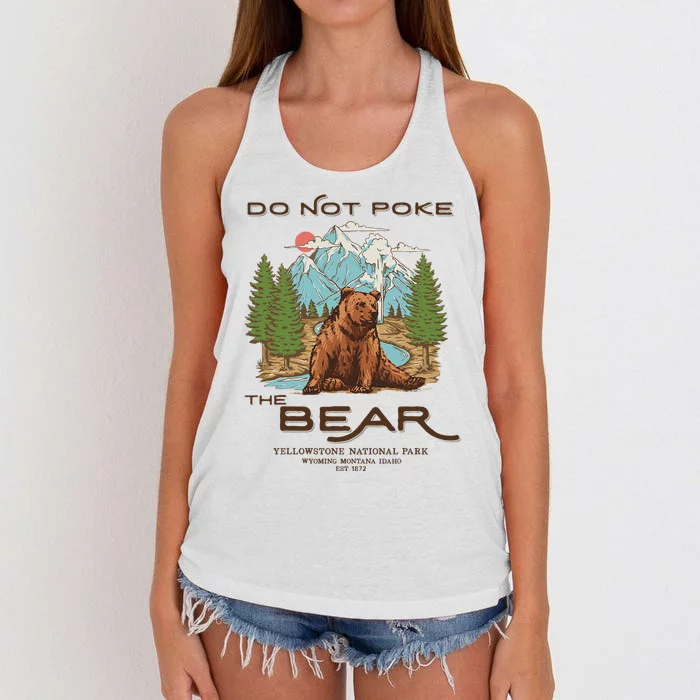 Funny Vintage Look Yellowstone National Park Grizzly Lover Women's Knotted Racerback Tank