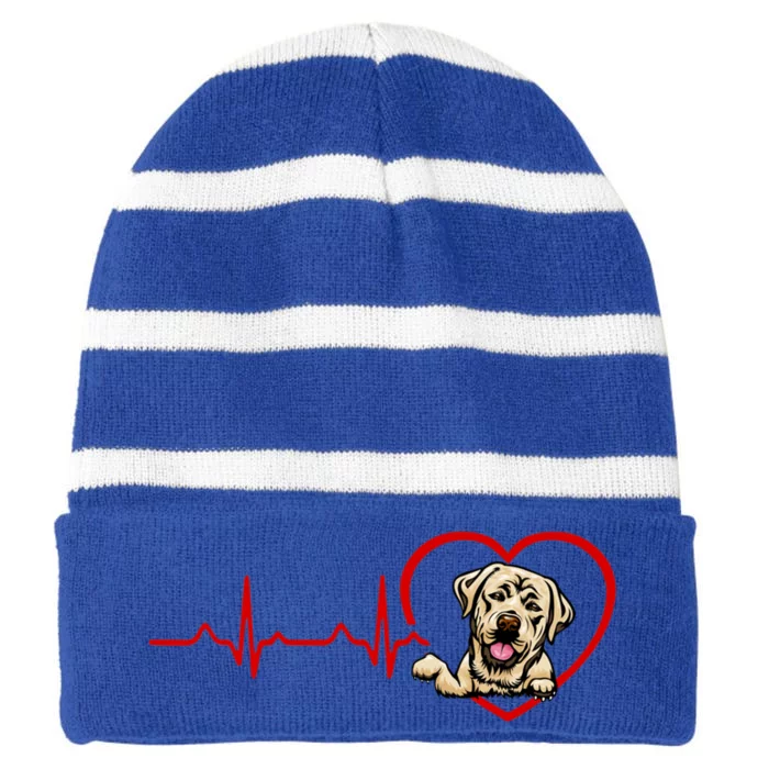 Funny Valentines Labrador Retriever Heart Dog Lovers Gift Striped Beanie with Solid Band