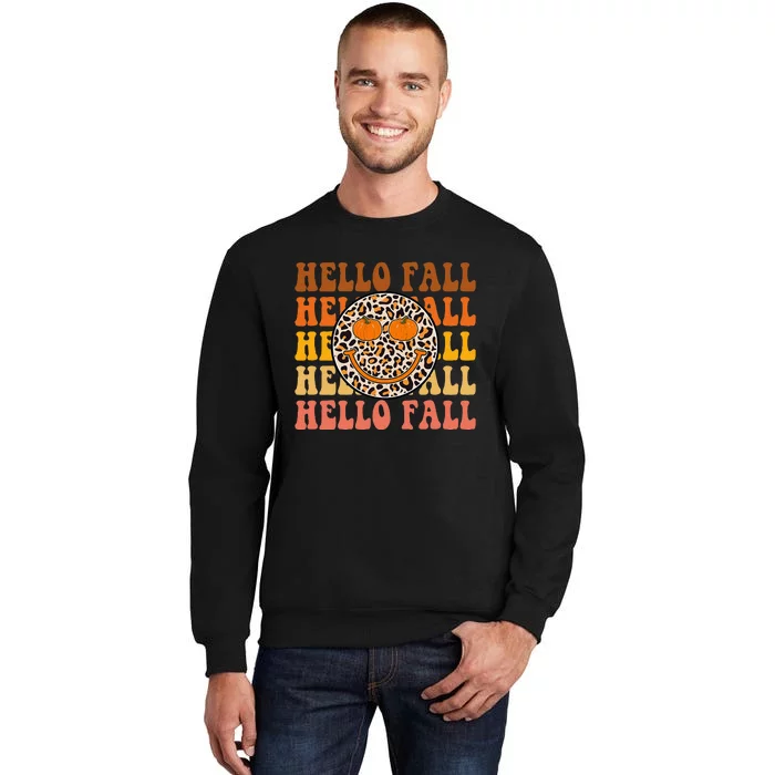 Fall Vibes Leopard Print Autumn Halloween Thanksgiving Tall Sweatshirt