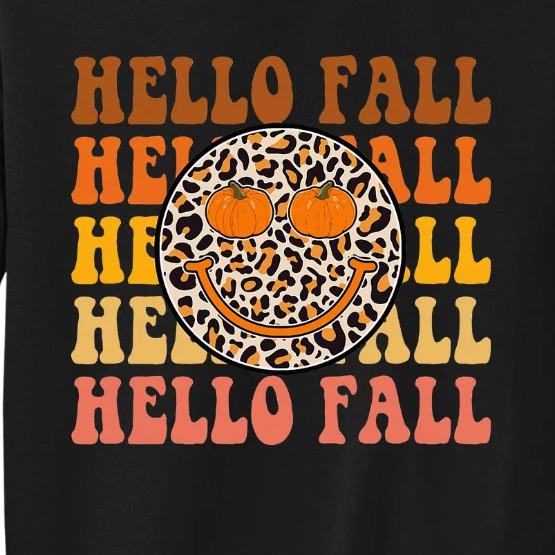 Fall Vibes Leopard Print Autumn Halloween Thanksgiving Tall Sweatshirt