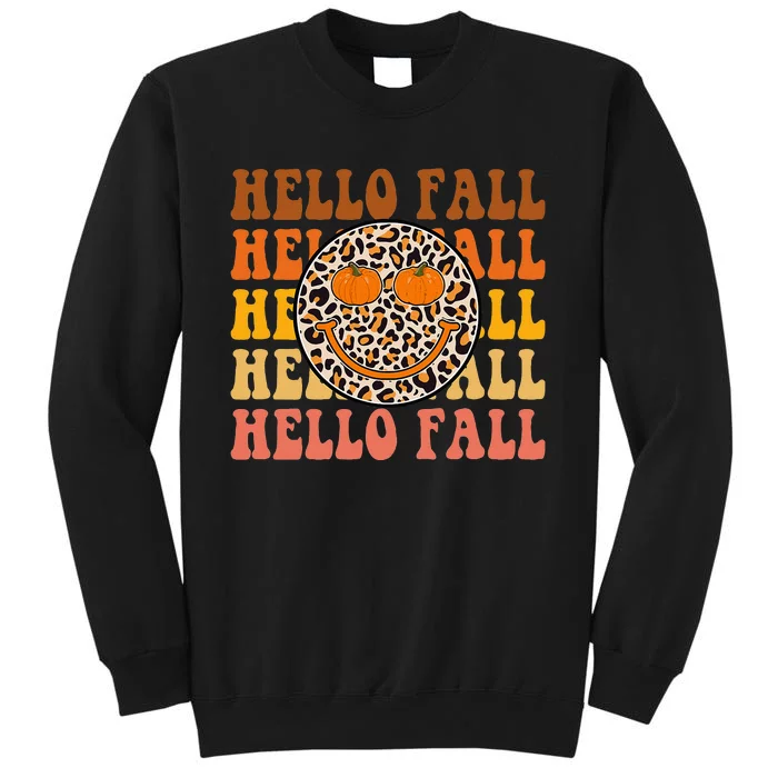 Fall Vibes Leopard Print Autumn Halloween Thanksgiving Tall Sweatshirt