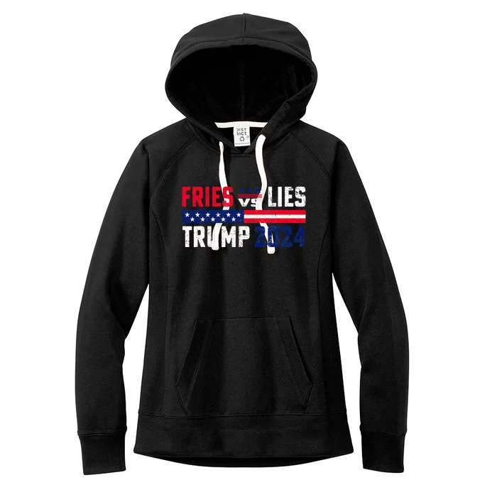 Fries Vs Lies Trump 2024 French Fries Trump Vance 2024 Women's Fleece Hoodie