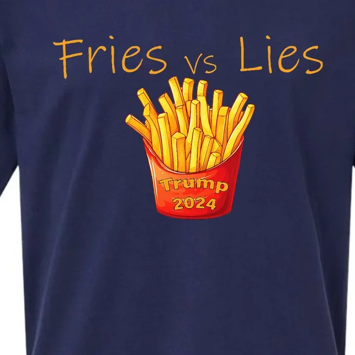 Fries Vs Lies Trump 2024 Trump 2024 French Fries Sueded Cloud Jersey T-Shirt