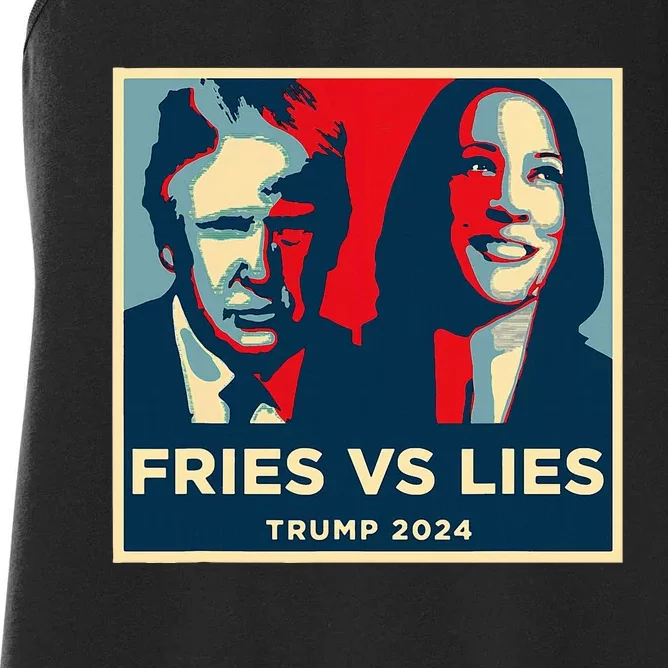 Fries Vs Lies Trump 2024 French Fries Trump Vance Women's Racerback Tank