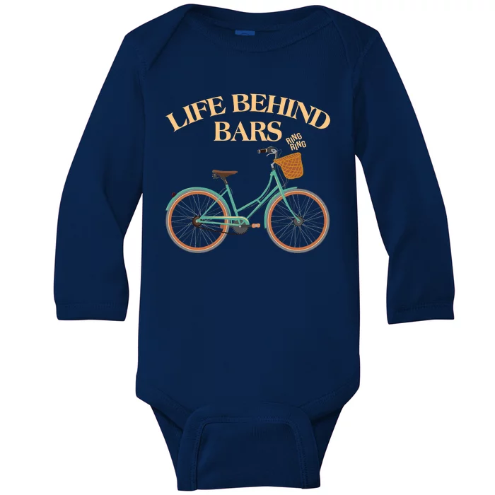 Funny VIntage Life Behind Bars Bike Bicycle Fan Baby Long Sleeve Bodysuit