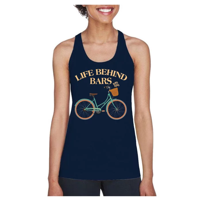 Funny VIntage Life Behind Bars Bike Bicycle Fan Women's Racerback Tank