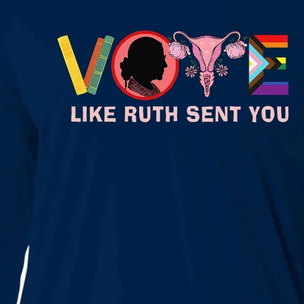 Funny Vote Like Ruth Sent You Uterus Feminist Lgbt Cooling Performance Long Sleeve Crew