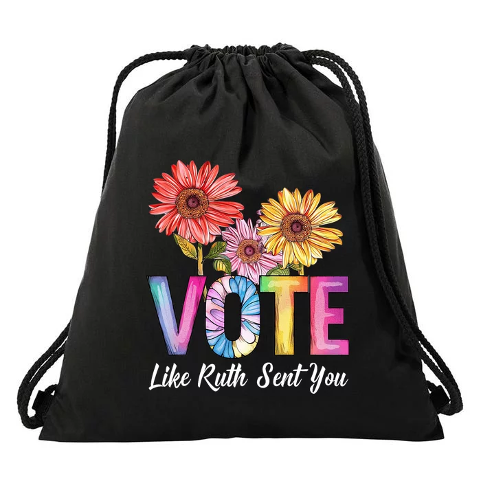 Flowers Vote Like Ruth Sent You Feminists Lgbt Pride Drawstring Bag