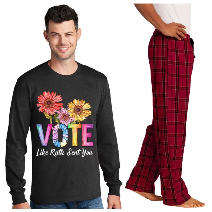 Flowers Vote Like Ruth Sent You Feminists Lgbt Pride Long Sleeve Pajama Set