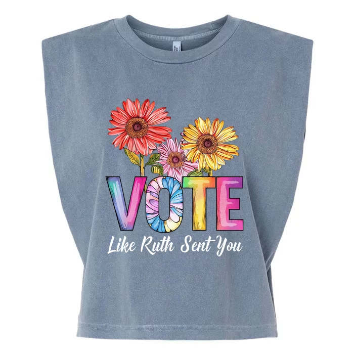 Flowers Vote Like Ruth Sent You Feminists Lgbt Pride Garment-Dyed Women's Muscle Tee