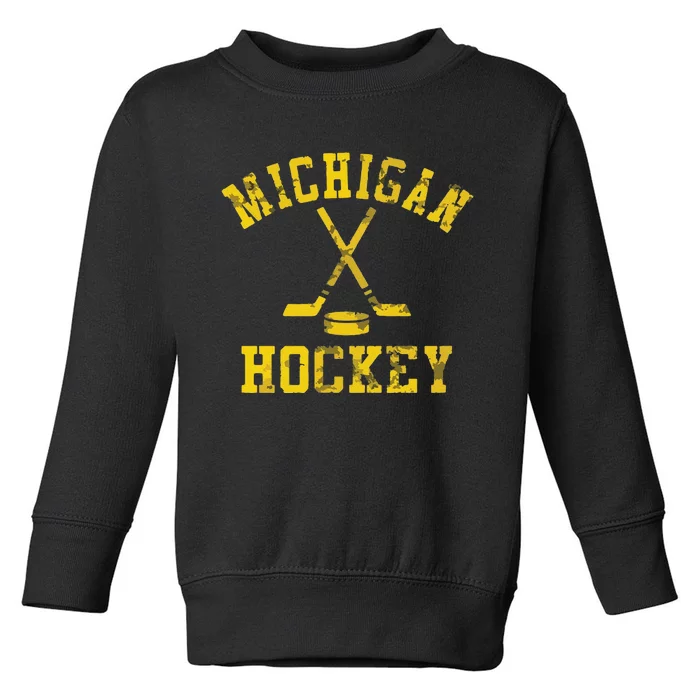 Funny Vintage Michigan Hockey Toddler Sweatshirt