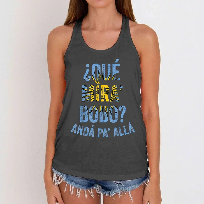 Funny Viral Meme Qué Miras Bobo, Qué Mira Bobo Women's Knotted Racerback Tank