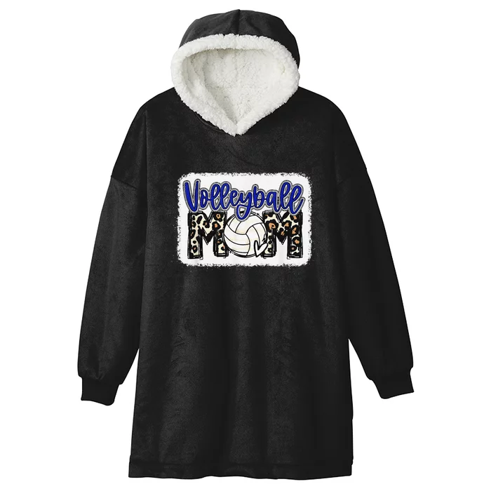 funny Volleyball Mom Blue Leopard Volleyball Coach Team Hooded Wearable Blanket