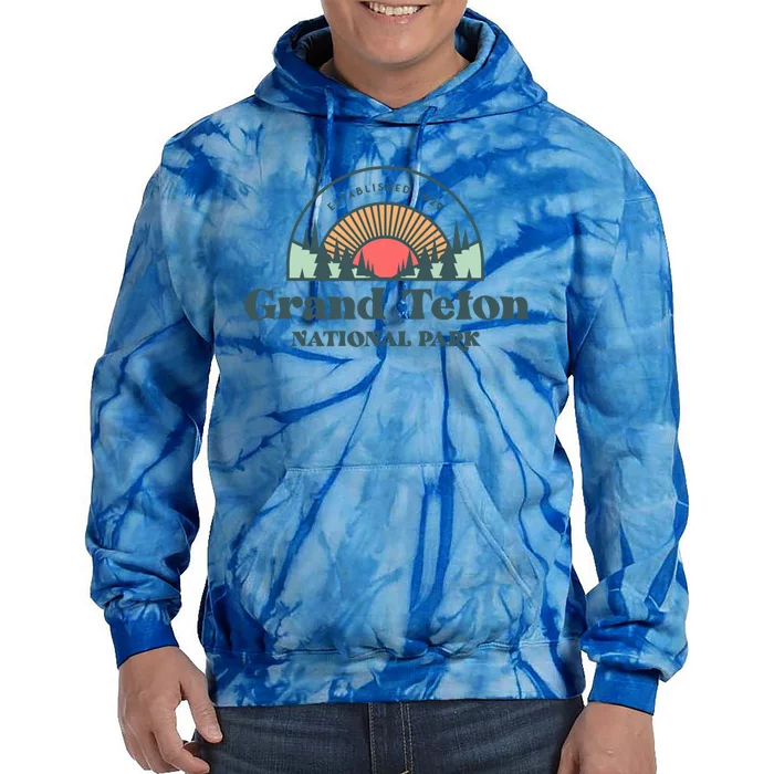 Family Vacation Meaningful Gift Meaningful Gift Retro Grand Teton National Park Tie Dye Hoodie