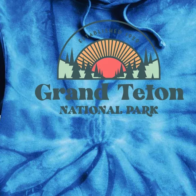 Family Vacation Meaningful Gift Meaningful Gift Retro Grand Teton National Park Tie Dye Hoodie