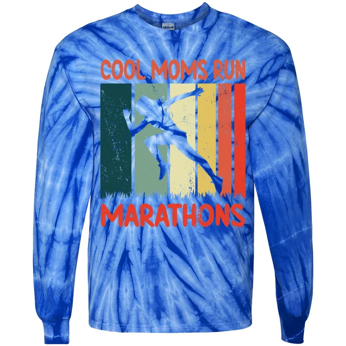 Funny Vintage Marathon Mom Running Mama Runner Athlete Funny Gift Tie-Dye Long Sleeve Shirt